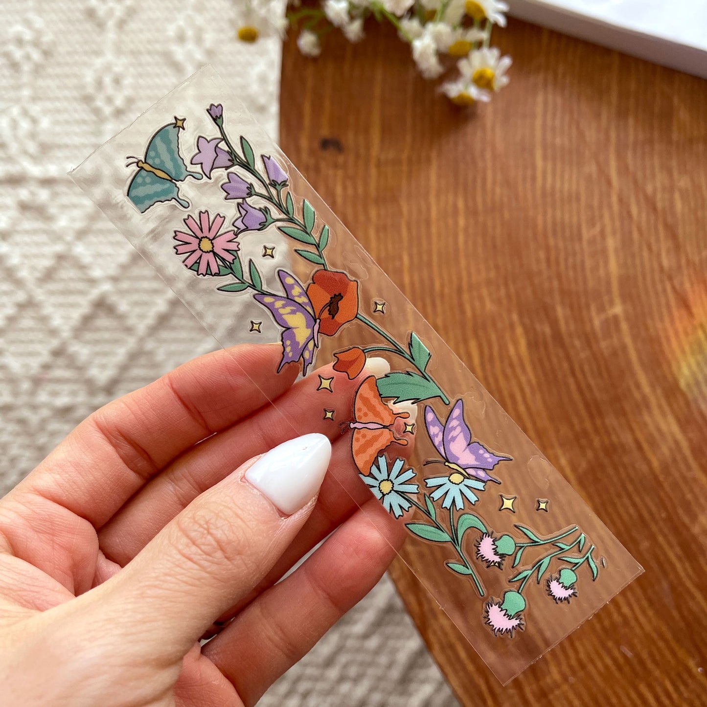 [ Double Sided ] Bookmark UV DTF Decal | Spring Wildflowers