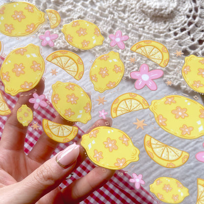 [ Double Sided ] 16oz Cup UV DTF Decal | Floral Lemon