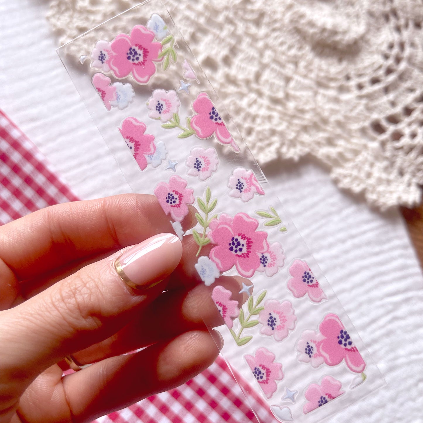 [ Double Sided ] Bookmark UV DTF Decal | Blush Wildflower