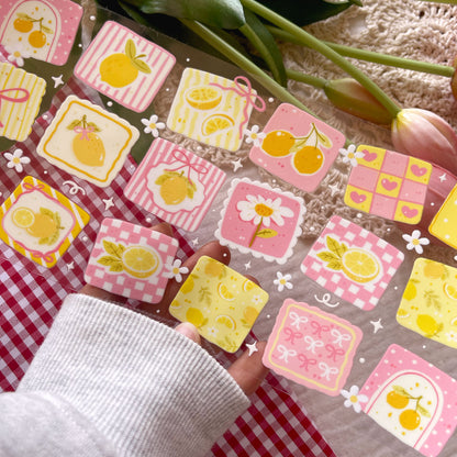 [ Double Sided ] 16oz Cup UV DTF Decal | Lemon Patchwork 🍋