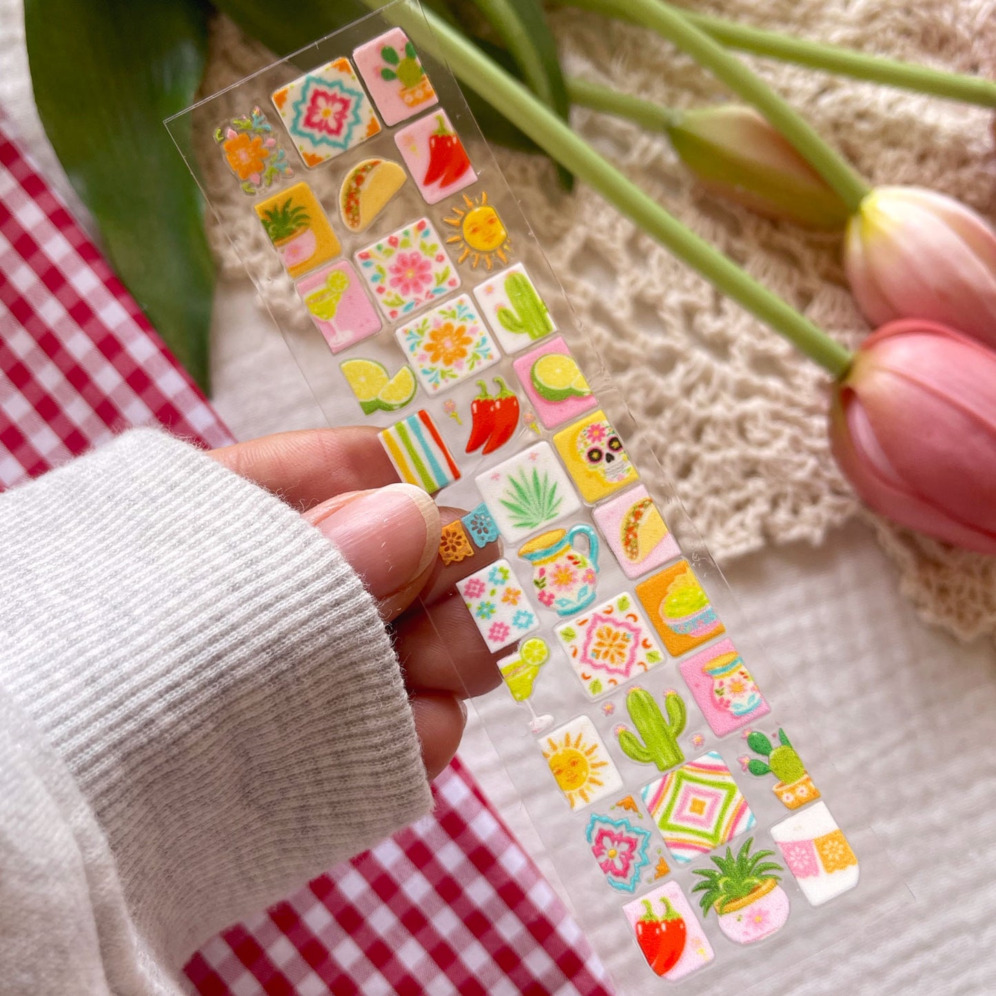 [ Double Sided ] Bookmark UV DTF Decal | Fiesta Patchwork 🌵