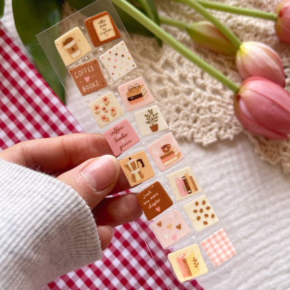 [ Double Sided ] Bookmark UV DTF Decal | Coffee Lover Patchwork ☕