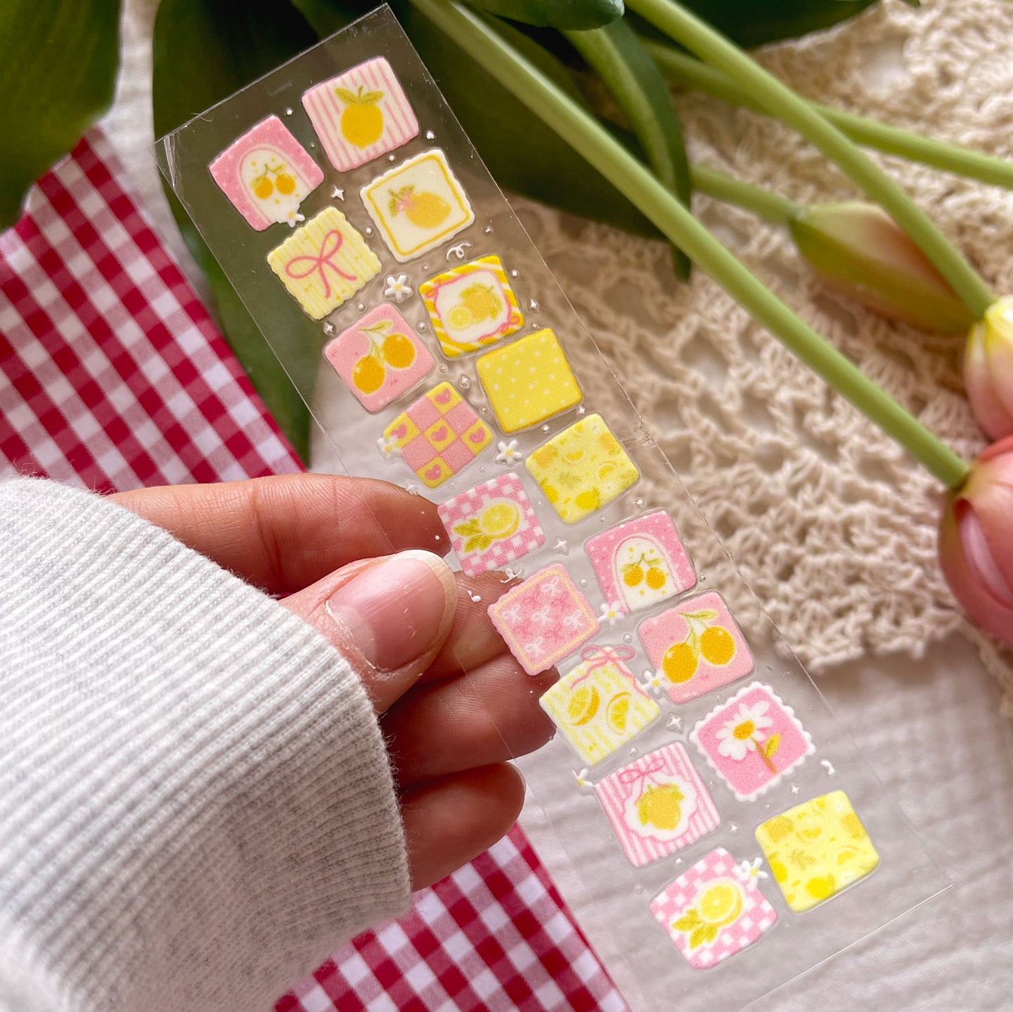 [ Double Sided ] Bookmark UV DTF Decal | Lemon Patchwork