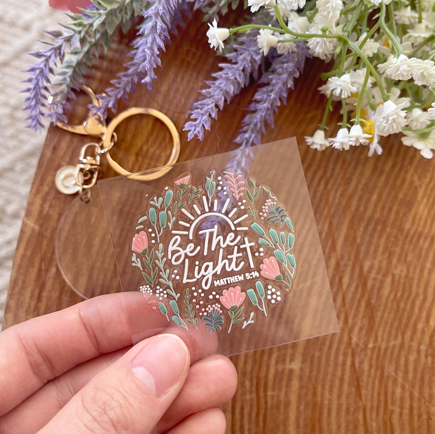 [ Double Sided ] Circle UV DTF Decal | Be The Light Floral