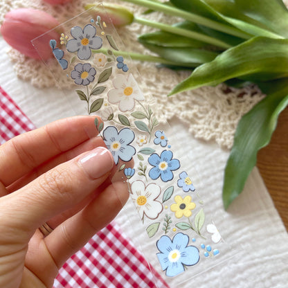 [ Double Sided ] Bookmark UV DTF Decal | Blue Floral Field 🦋