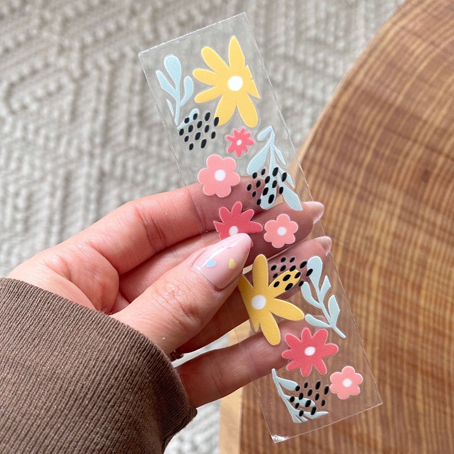 Bookmark UV DTF Decal | Boho Spring Flower