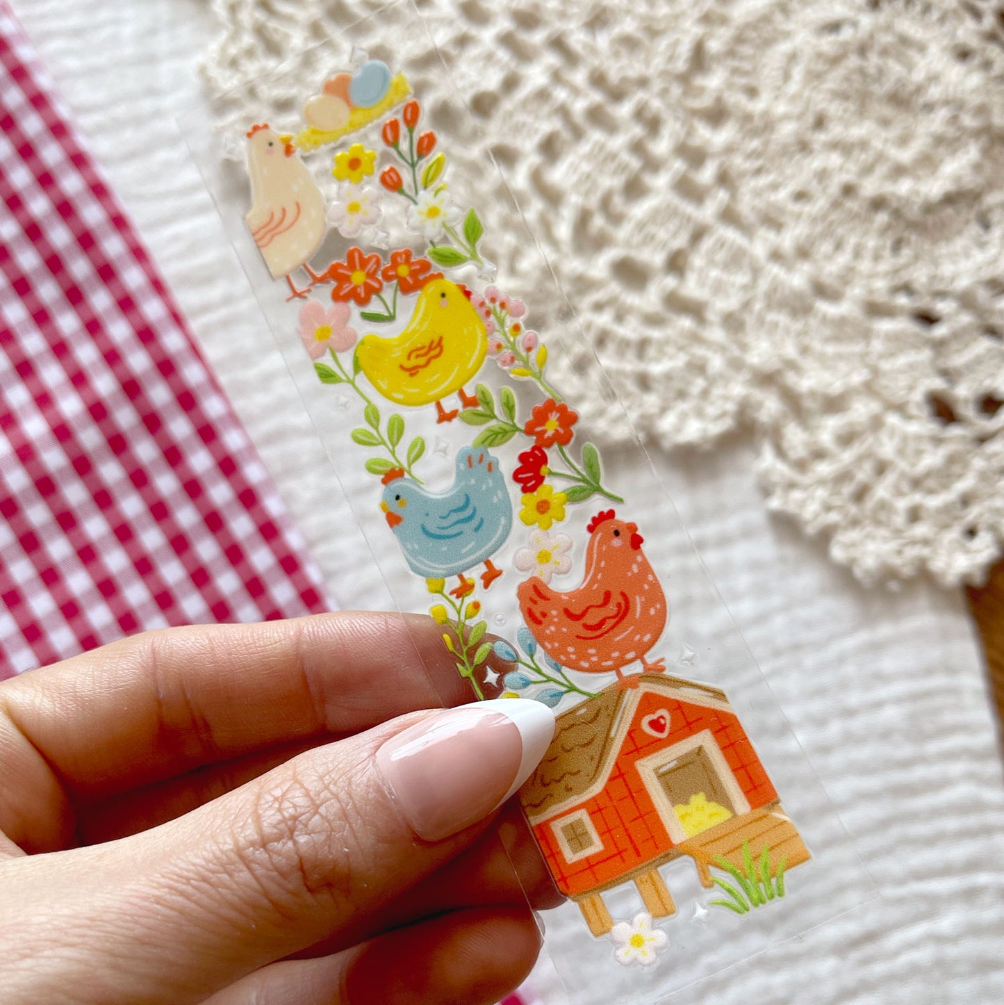 [ Double Sided ] Bookmark UV DTF Decal | Happy Chicken Farm 🐓