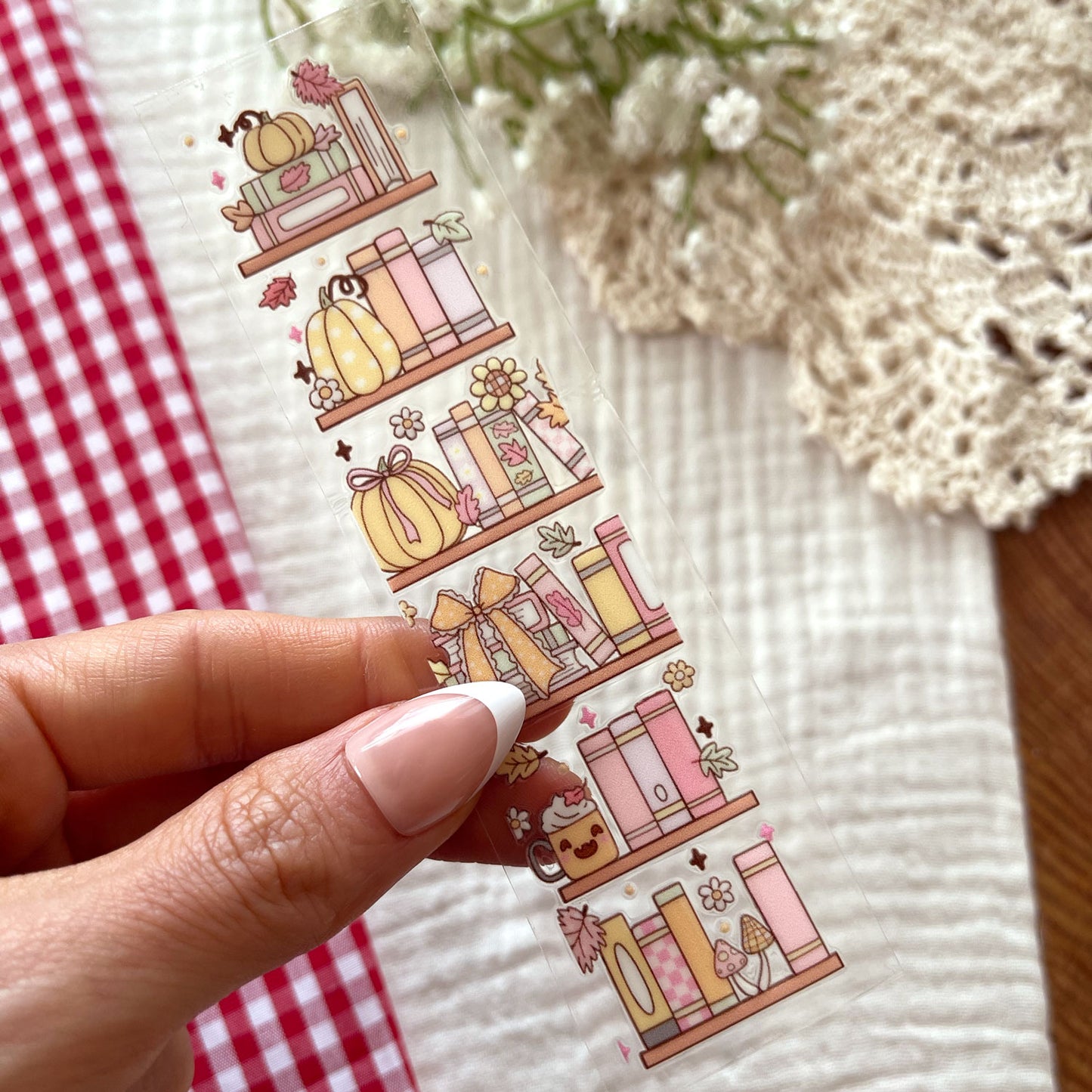 [ Double Sided ] Bookmark UV DTF Decal | Pumpkin Bookshelf