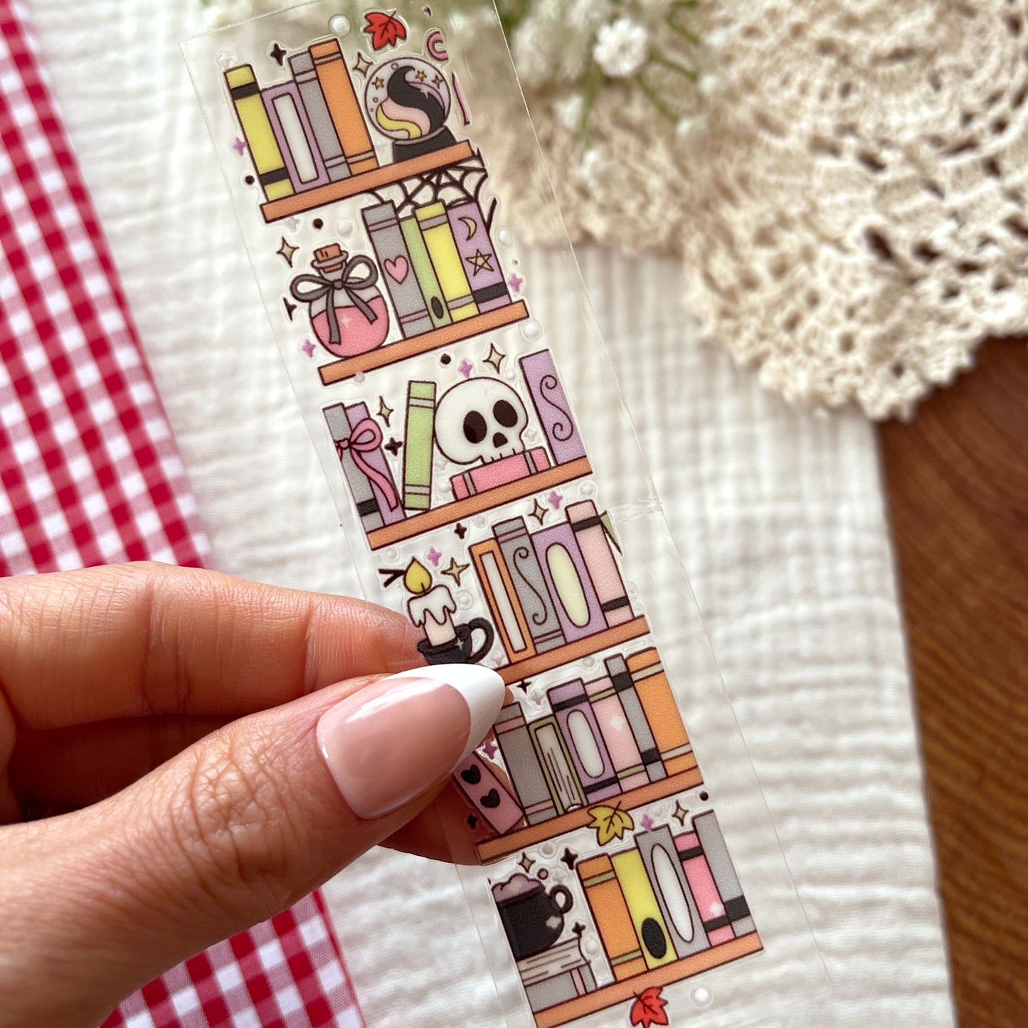 [ Double Sided ] Bookmark UV DTF Decal | Halloween Bookshelf