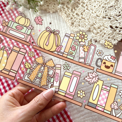 [ Double Sided ] 16oz Cup UV DTF Decal | Pumpkin Bookshelf 🎃