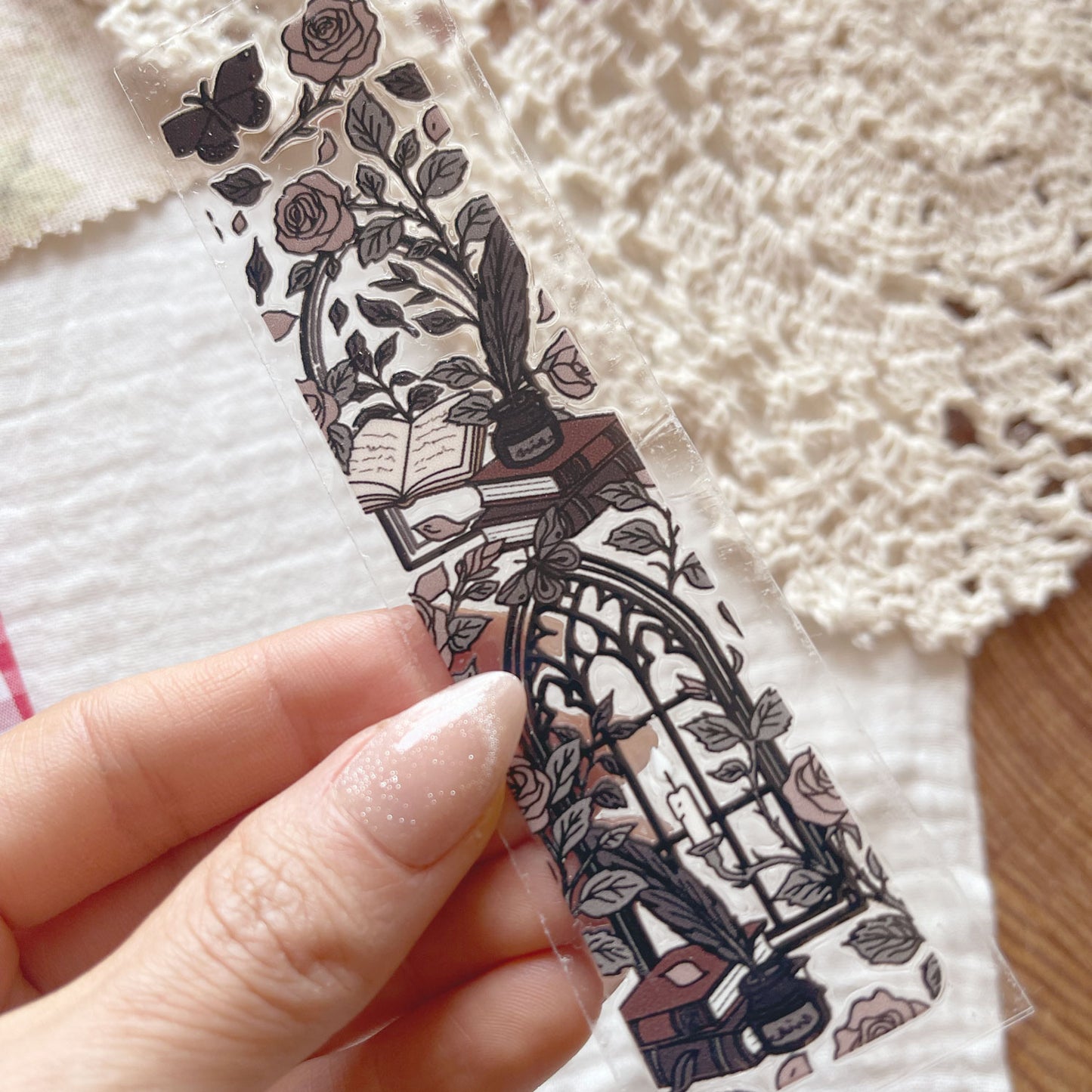 [ Double Sided ] Bookmark UV DTF Decal | Rose Academia Romance