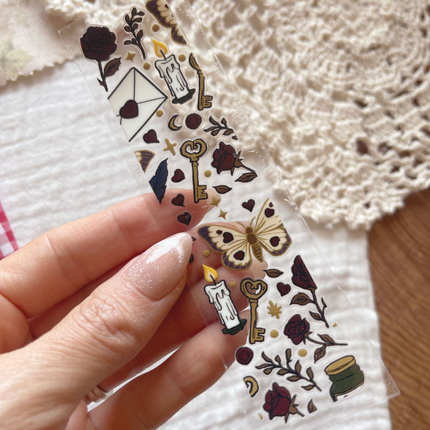 [ Double Sided ] Bookmark UV DTF Decal | Gothic Garden