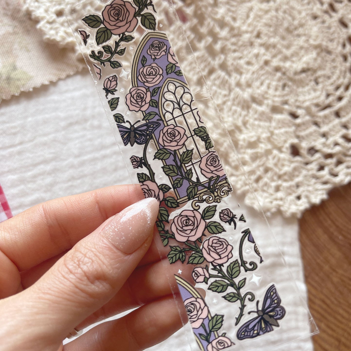 [ Double Sided ] Bookmark UV DTF Decal | Secret Rose Garden