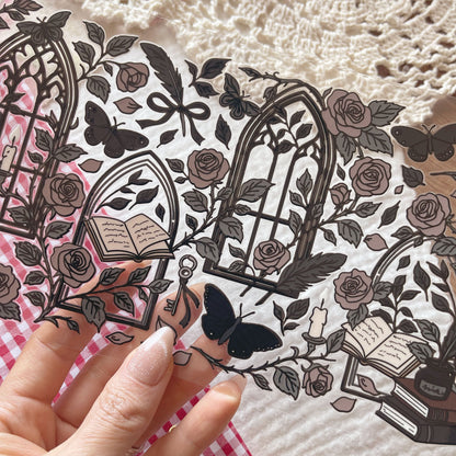 [ Double Sided ] 16oz Cup UV DTF Decal | Rose Academia Romance 🥀