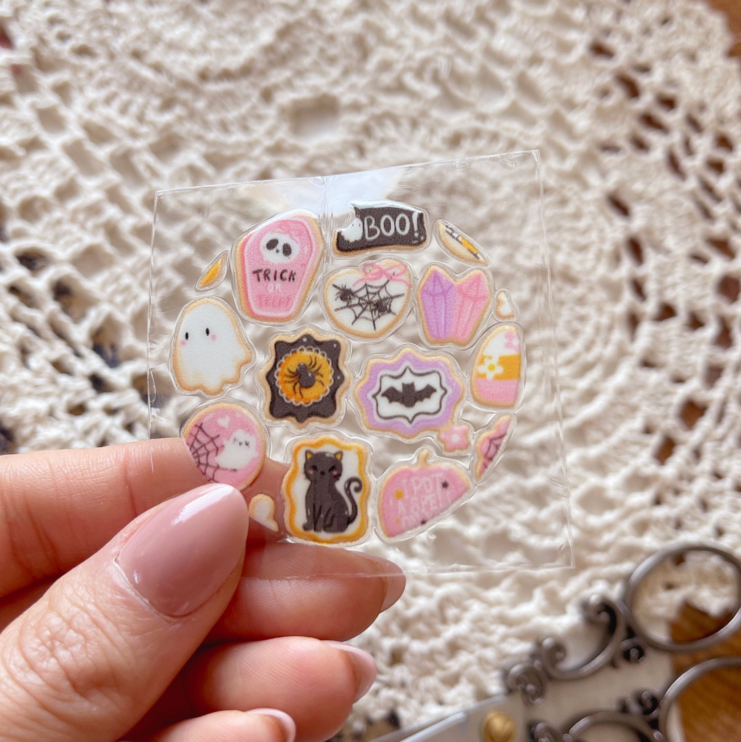 [ Double Sided ] Circle UV DTF Decal | Halloween Cookie