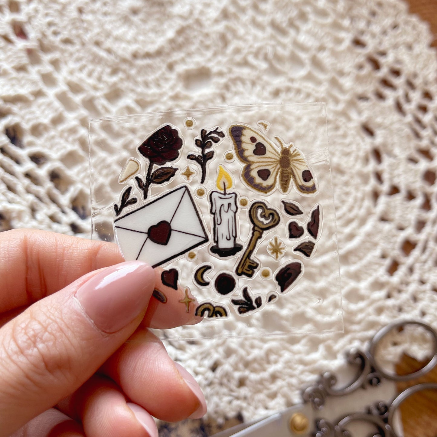 [ Double Sided ] Circle UV DTF Decal | Gothic Garden