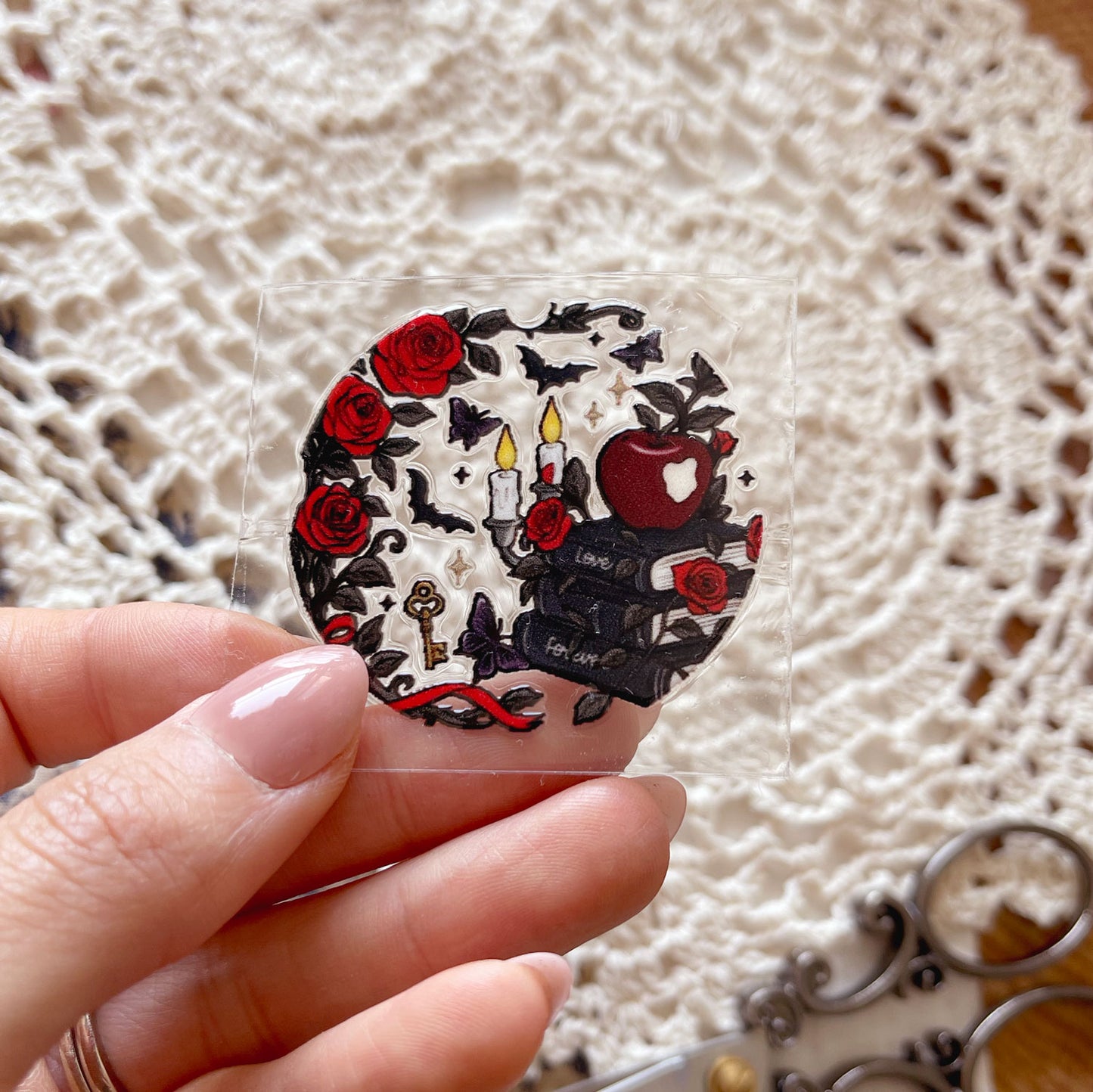 [ Double Sided ] Circle UV DTF Decal | Sweet Poisoned Apple