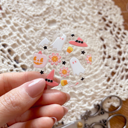 [ Double Sided ] Circle UV DTF Decal | Candycorn Ghost