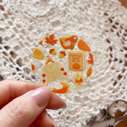 [ Double Sided ] Circle UV DTF Decal | Cozy Pumpkin Spice