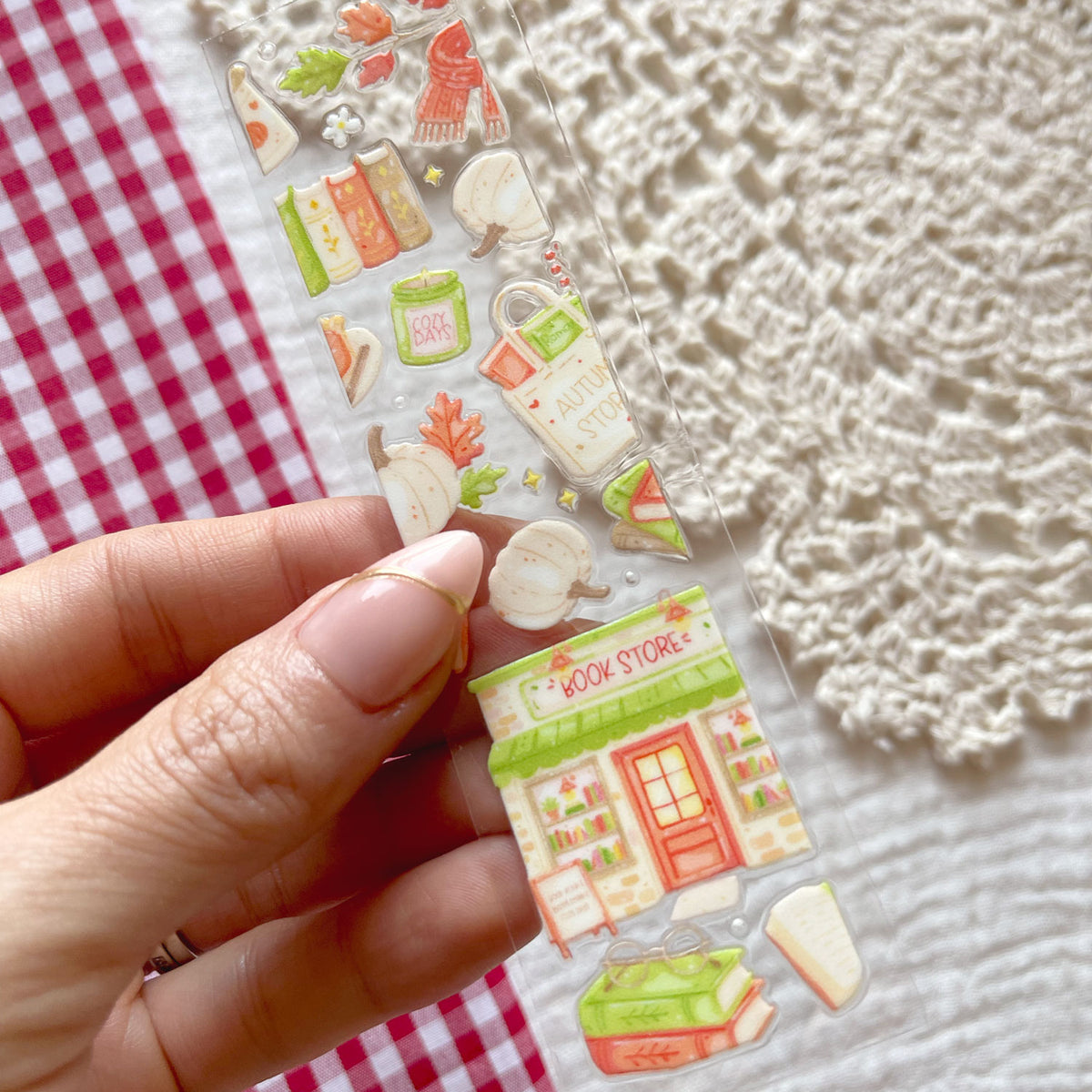 [ Double Sided ] Bookmark UV DTF Decal | Cozy Fall Bookstore
