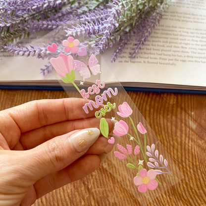 [ Double Sided ] Bookmark UV DTF Decal | Floral Best Mom Ever