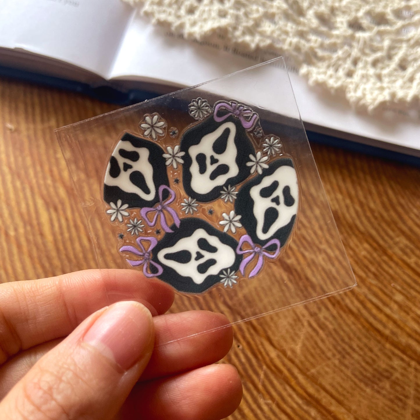 [ Double Sided ] Circle UV DTF Decal | Halloween Ghost