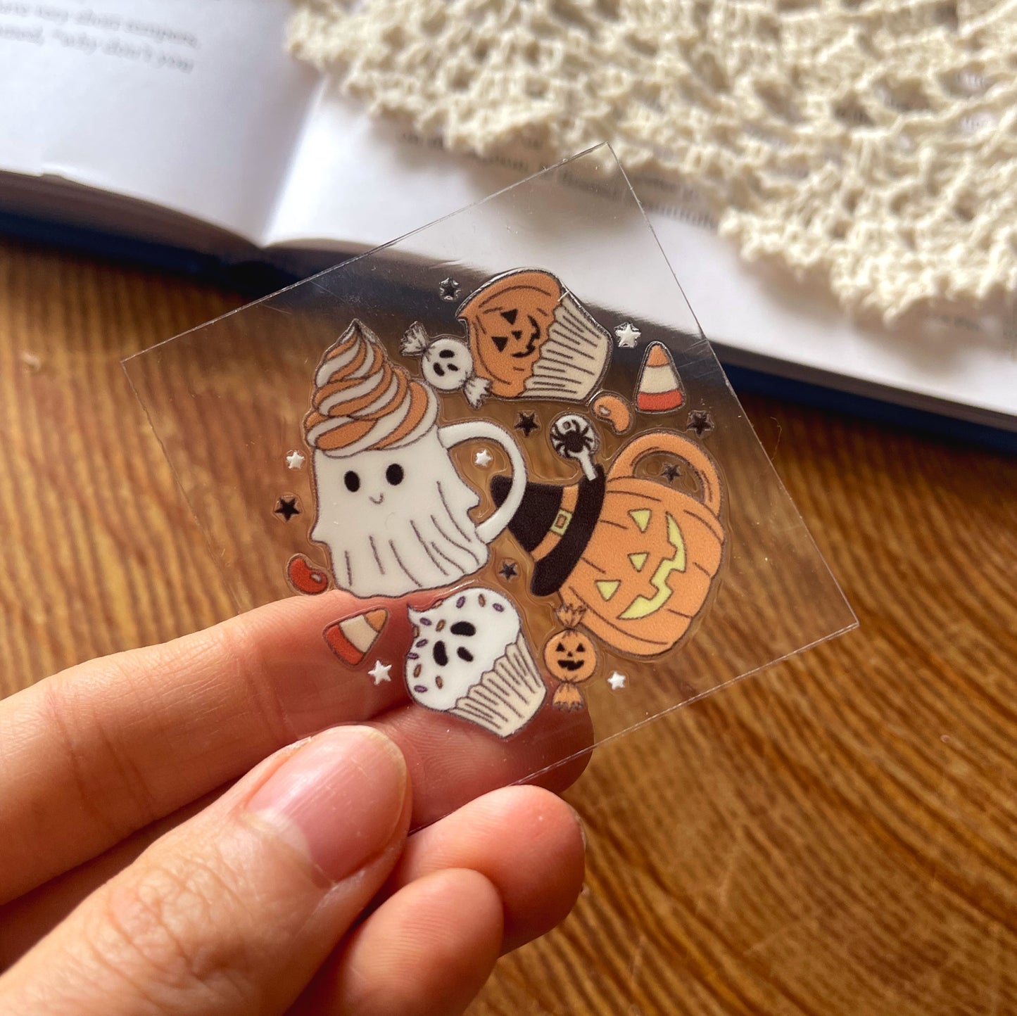 [ Double Sided ] Circle UV DTF Decal | Halloween Cafe
