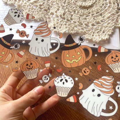 [ Double Sided ] 16oz Cup UV DTF Decal | Halloween Cafe