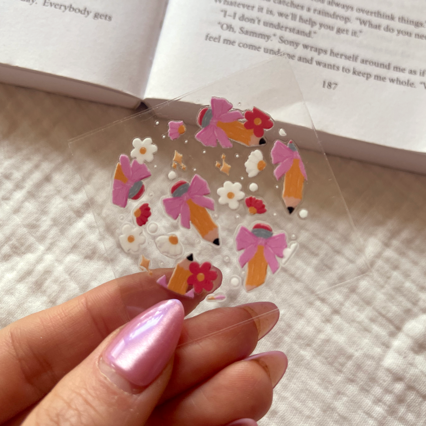 [ Double Sided ] Circle UV DTF Decal | Coquette Pencil