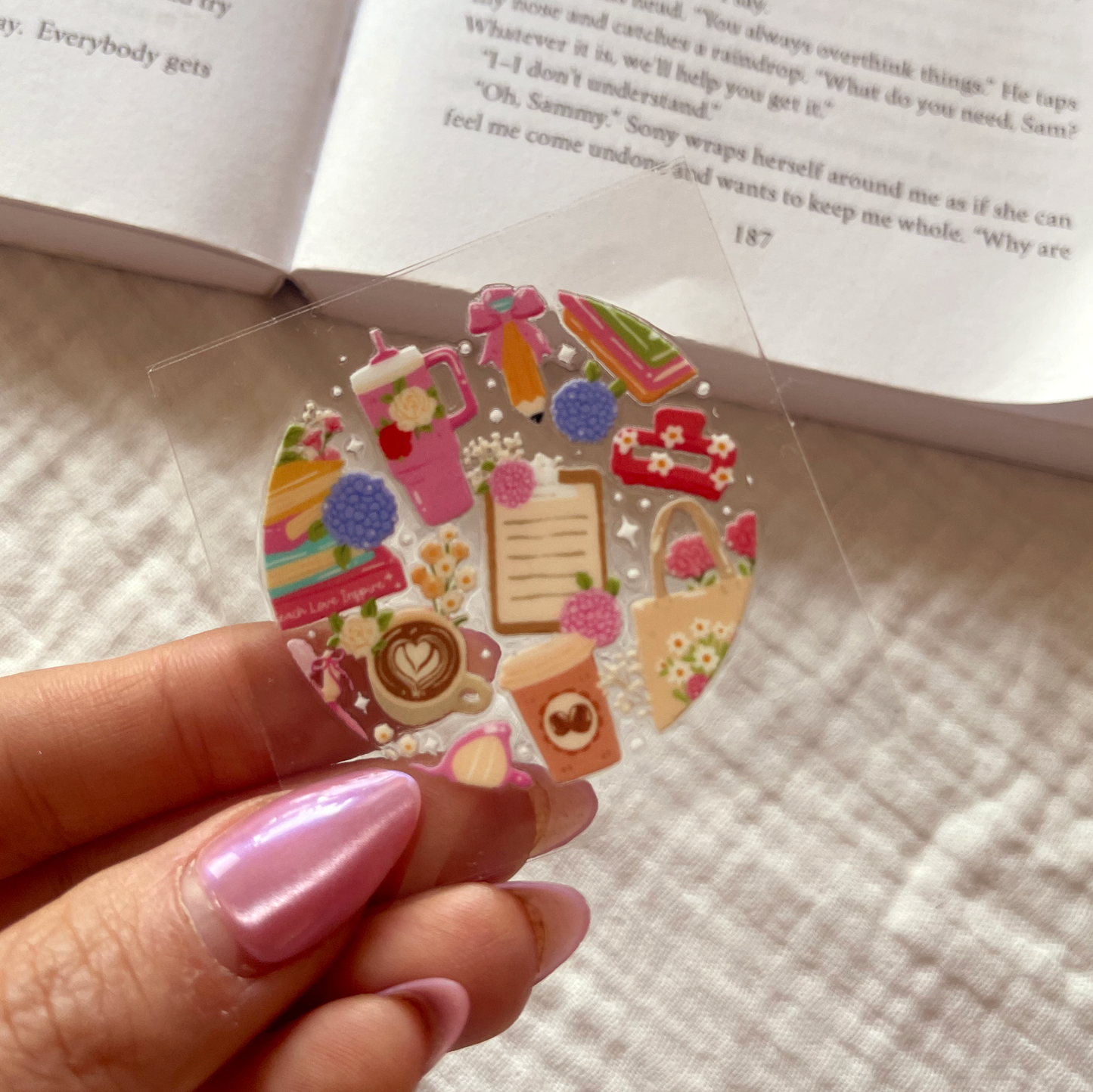 [ Double Sided ] Circle UV DTF Decal | Coquette Teacher Life