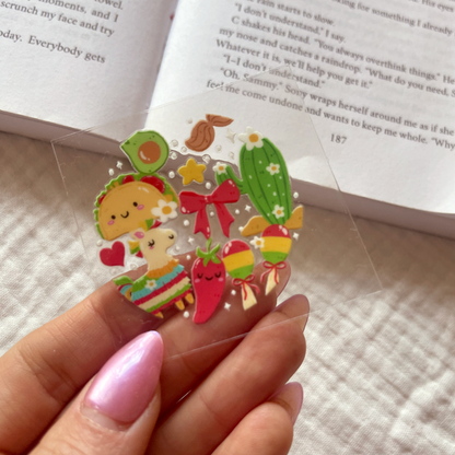 [ Double Sided ] Circle UV DTF Decal | Kawaii Tacos
