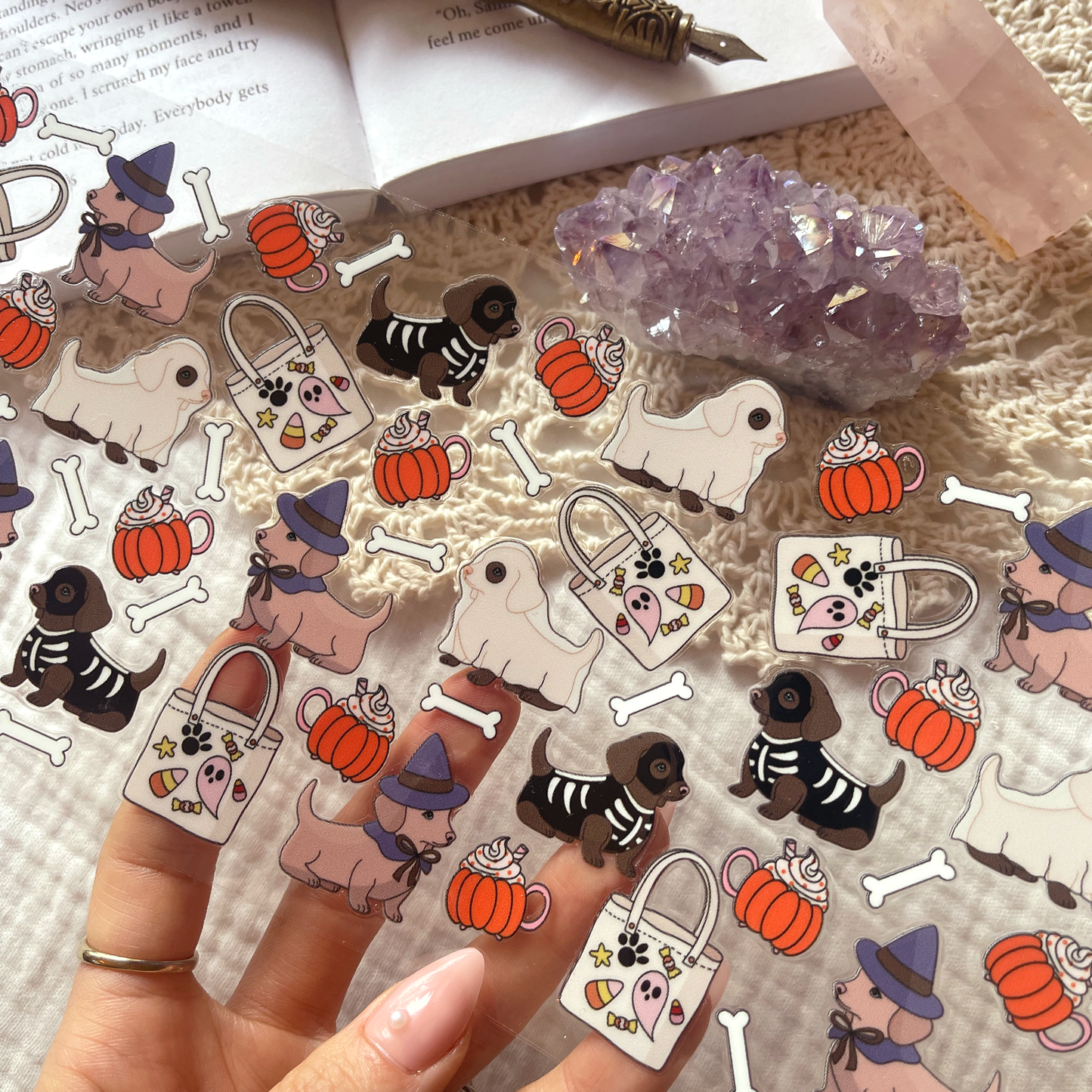 [ Double Sided ] 16oz Cup UV DTF Decal | Spooky Puppies
