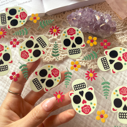 [ Double Sided ] 16oz Cup UV DTF Decal | Rose Skull