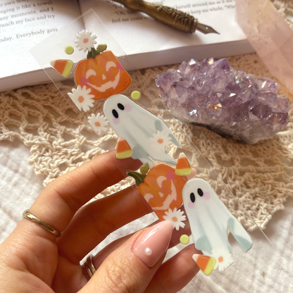 [ Double Sided ] Bookmark UV DTF Decal | Pumpkin Ghost
