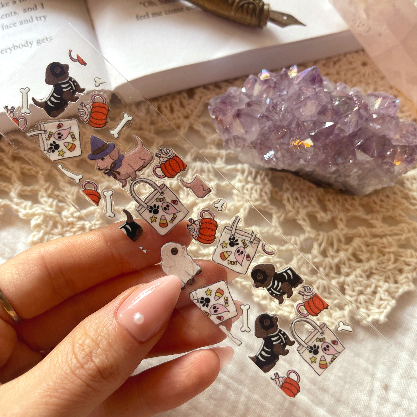 [ Double Sided ] Bookmark UV DTF Decal | Spooky Puppies