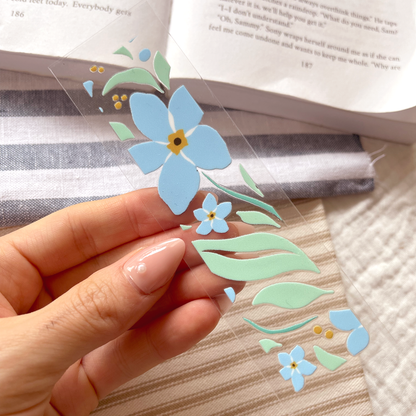 [ Double Sided ] Bookmark UV DTF Decal | Blue Petal Party