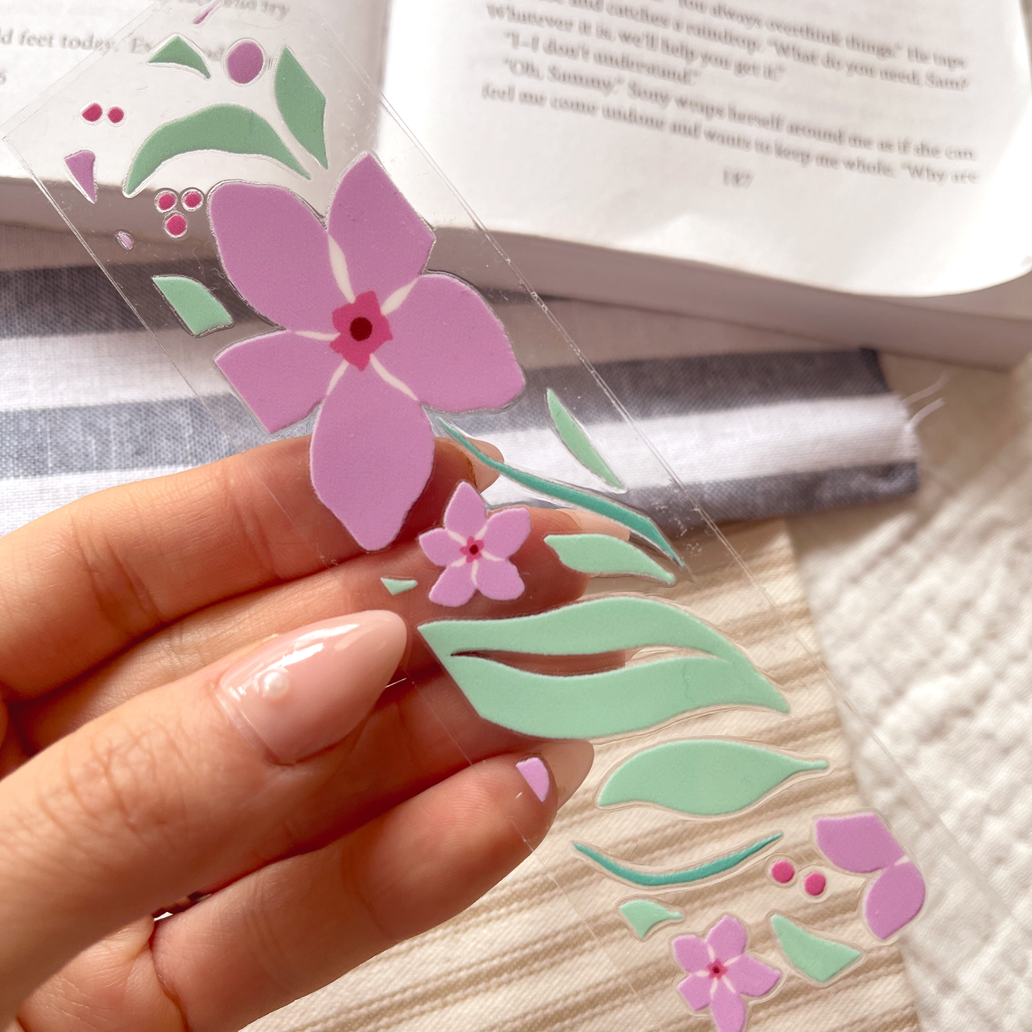 [ Double Sided ] Bookmark UV DTF Decal | Pink Petal Party