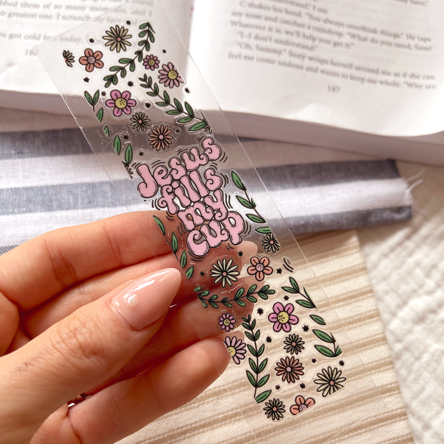 [ Double Sided ] Bookmark UV DTF Decal | Jesus Fills My Cup