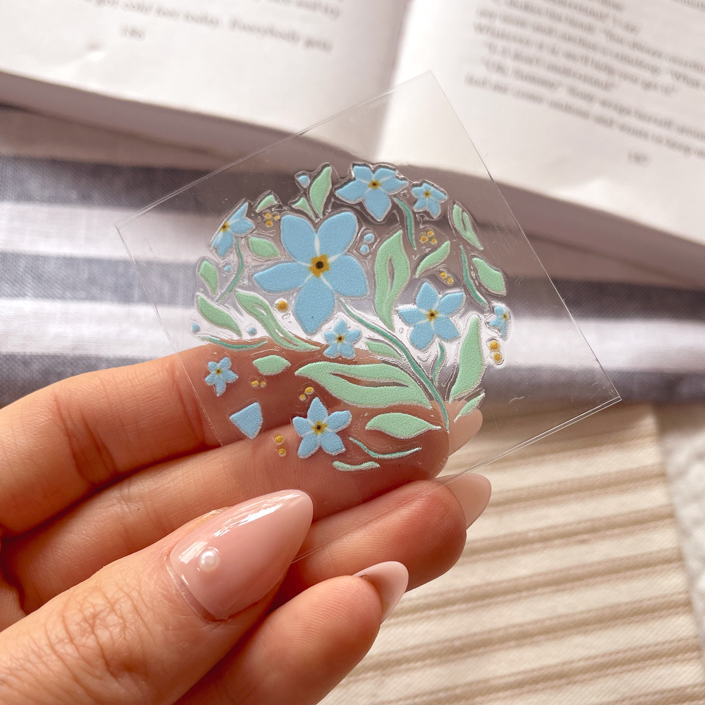 [ Double Sided ] Circle UV DTF Decal | Blue Petal Party