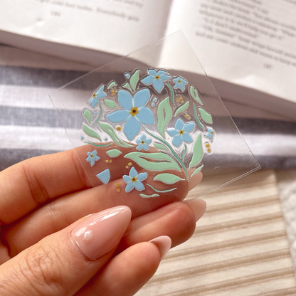 [ Double Sided ] Circle UV DTF Decal | Blue Petal Party