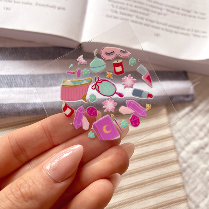 [ Double Sided ] Circle UV DTF Decal | Self-Care Queen