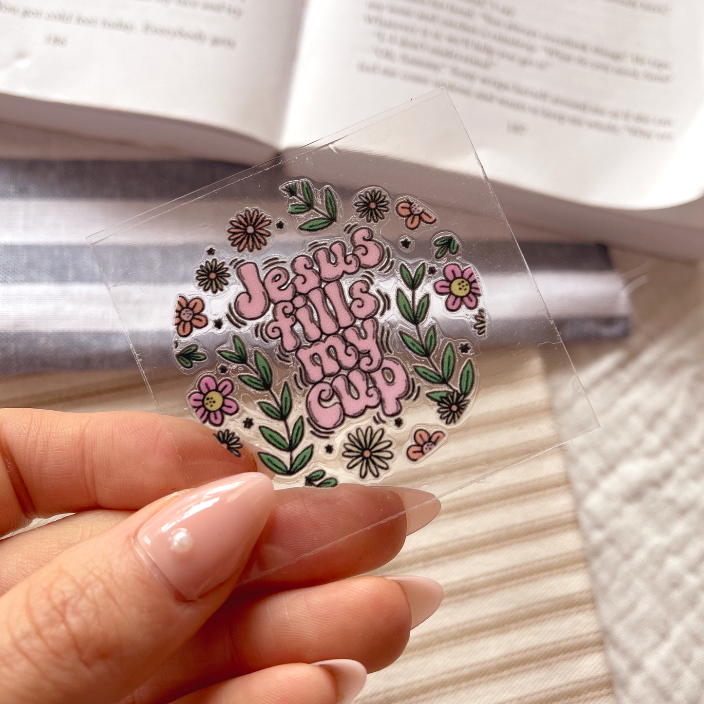 [ Double Sided ] Circle UV DTF Decal | Jesus Fills My Cup