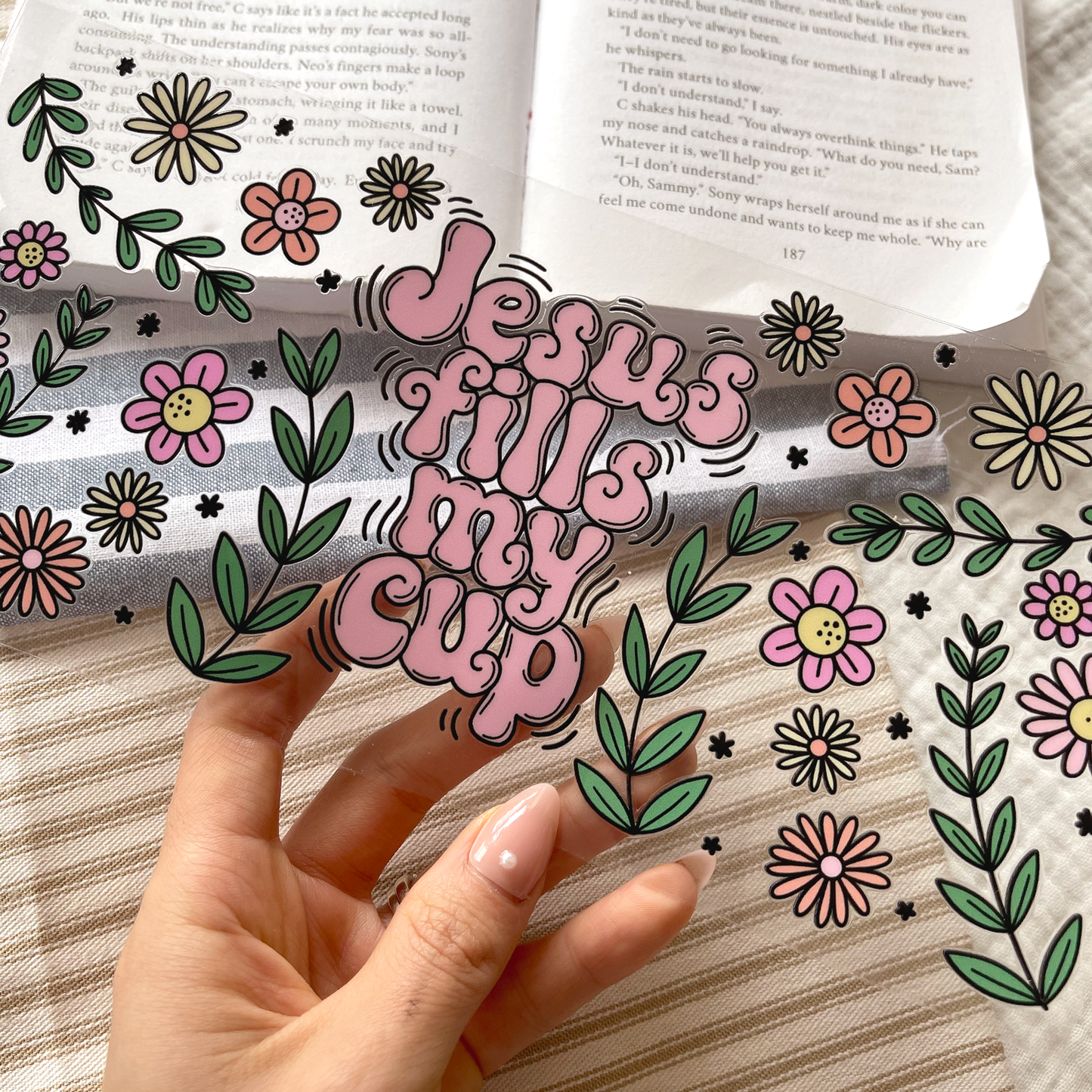 [ Double Sided ] 16oz Cup UV DTF Decal | Jesus Fills My Cup