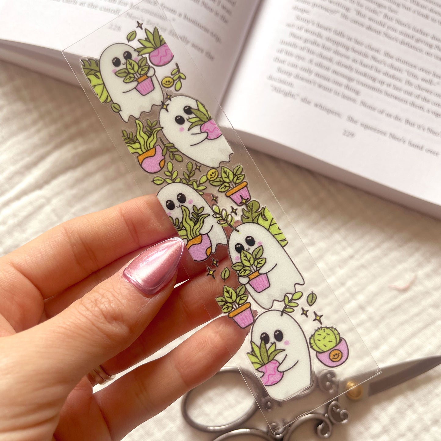 [ Double Sided ] Bookmark UV DTF Decal | House Plant Ghost