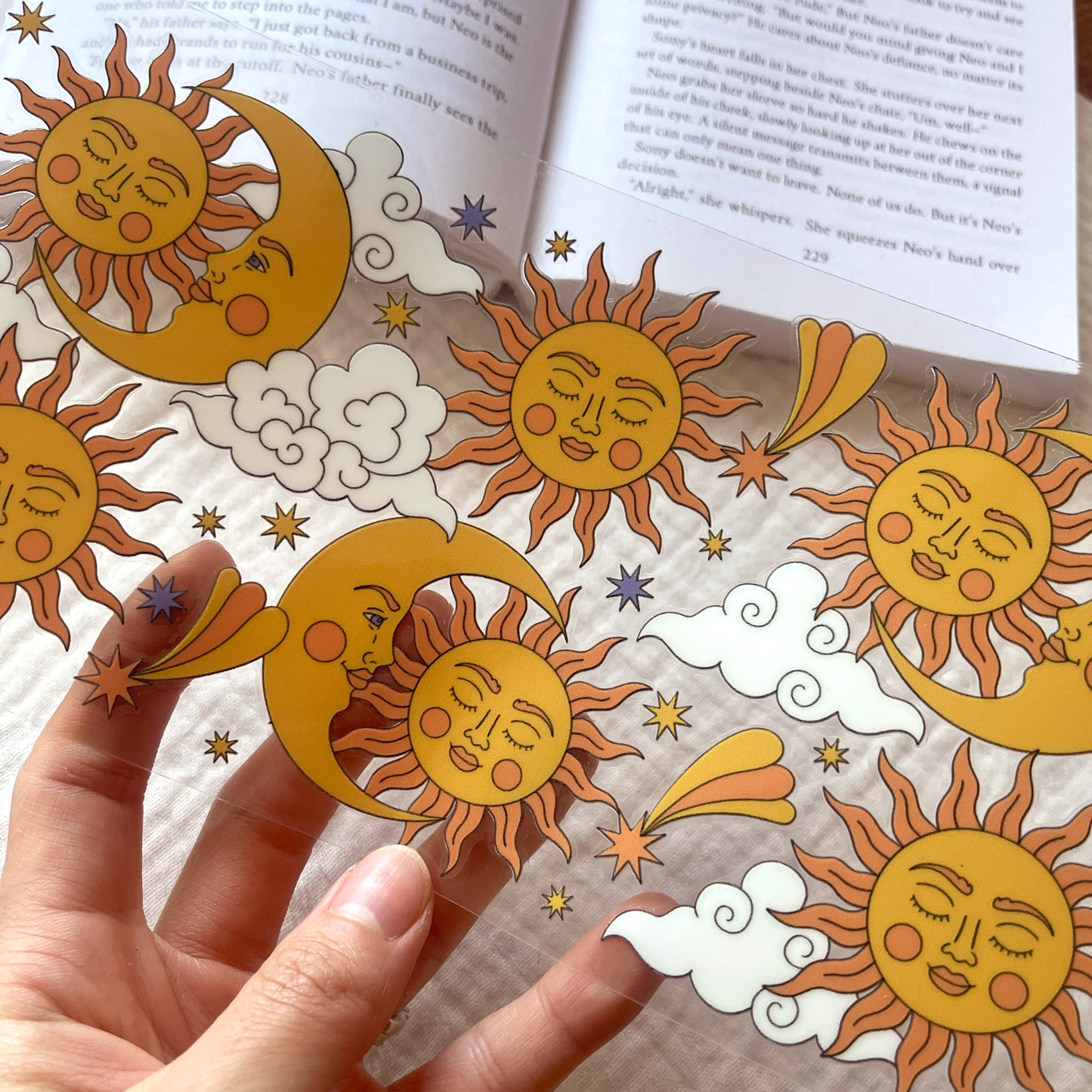 [ Double Sided ] 16oz Cup UV DTF Decal | Celestial Sun & Moon