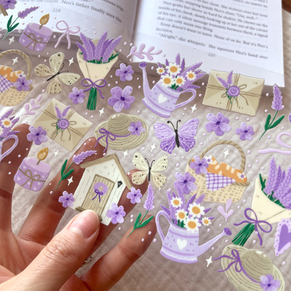 [ Double Sided ] 16oz Cup UV DTF Decal | Lavender Picnic Field