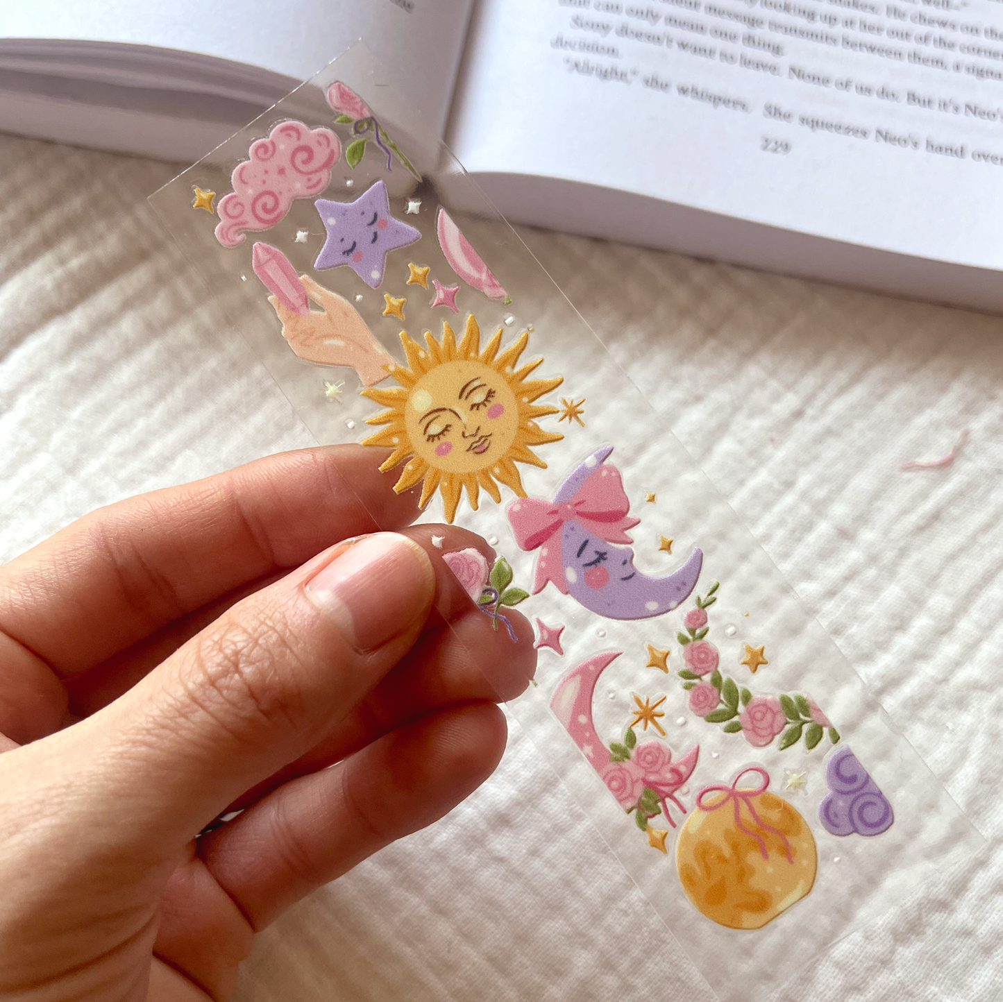 [ Double Sided ] Bookmark UV DTF Decal | Coquette Celestial