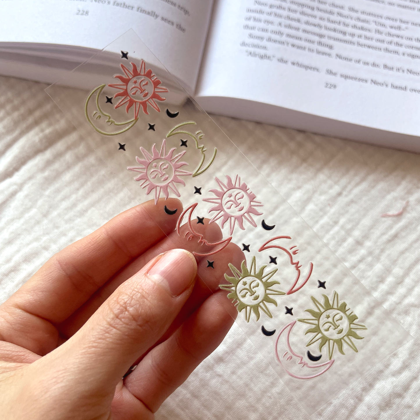 [ Double Sided ] Bookmark UV DTF Decal | Sun And Moon Mystic
