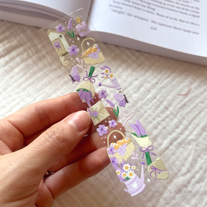 [ Double Sided ] Bookmark UV DTF Decal | Lavender Picnic Field