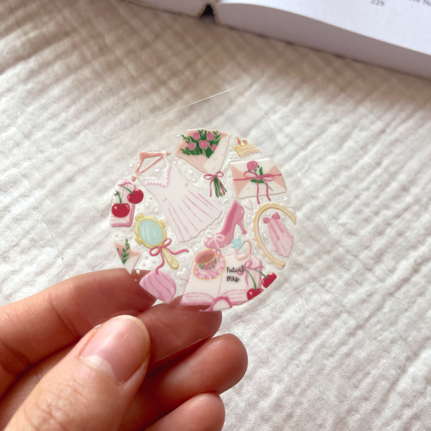 [ Double Sided ] Circle UV DTF Decal | Pink Bachelorette